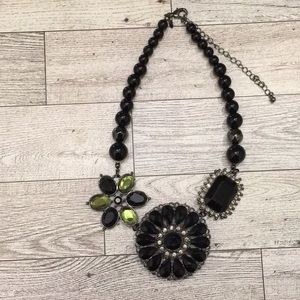 Premier Design Black Bead Necklace with Removable Pendant/Brooch.